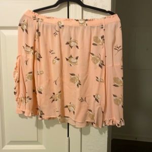 Off the shoulder pink floral Charlie Paige top